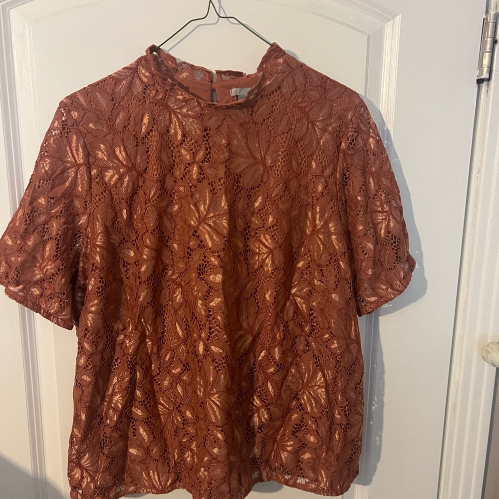 H&M Women's Lace Blouse in Rust